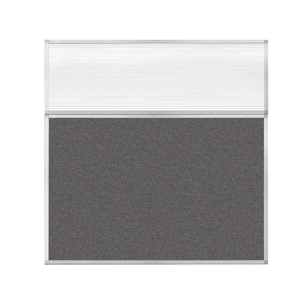 Hush Panel Configurable Cubicle Partition 6' x 6' W/ Window Charcoal Gray Fabric Clear Fluted Window